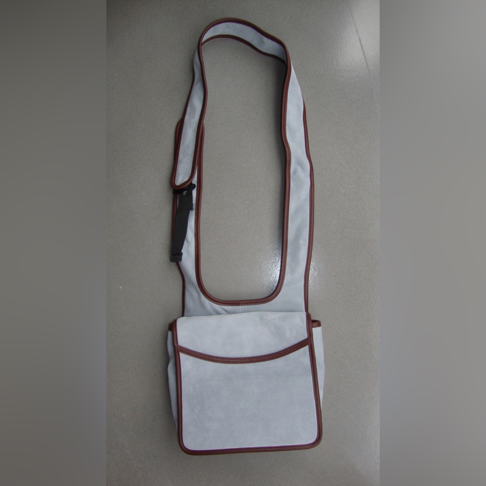 Blue Suede Crossbody Messenger Bag